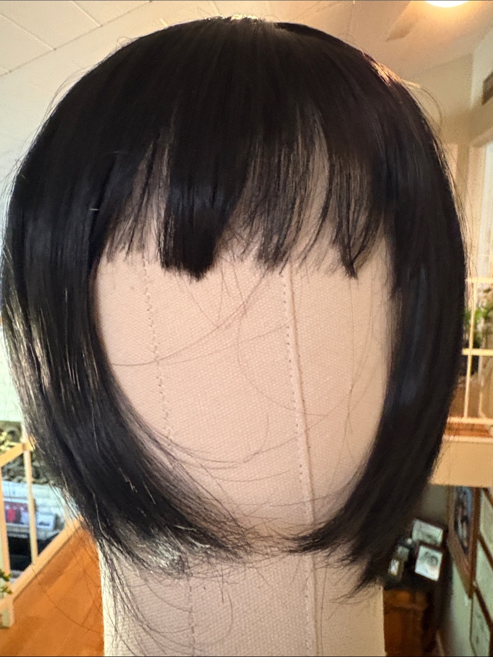 Women’s Black Short Straight Wig with Fringe bang NEW